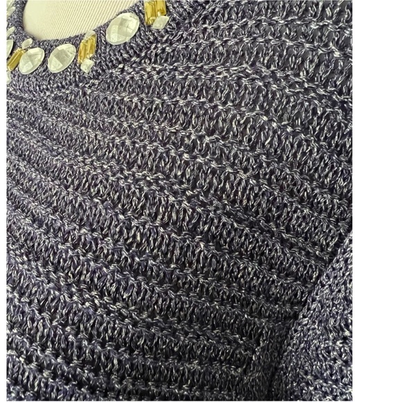 New Ruby Rd sweater size 3X “Spellbound” sparkly silver purple fringe beaded NWT - Picture 5 of 15